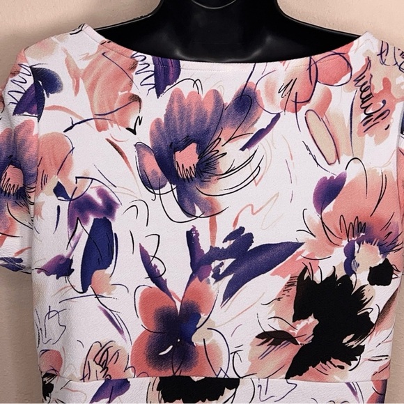 Maternity XL Pink Blush Brad Dress Short Sleeve Stretch Colorful Floral - Picture 5 of 12